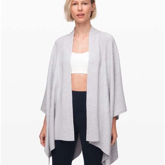 Lululemon Wrap Kimono Sweater Cover Up Grey One Size Long Sleeve Knit Ballet - Picture 1 of 9